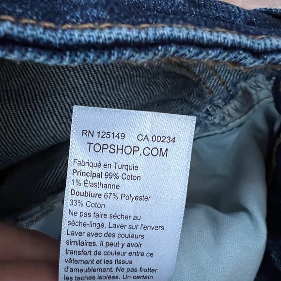 Topshop Dark Wash High Waisted Cropped Denim Jeans Size W25 - Picture 5 of 10